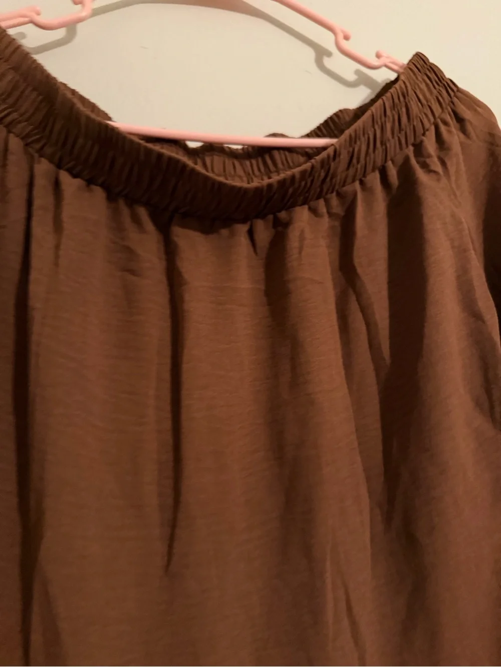 Brown women skirt Tiered with Sheer Hem